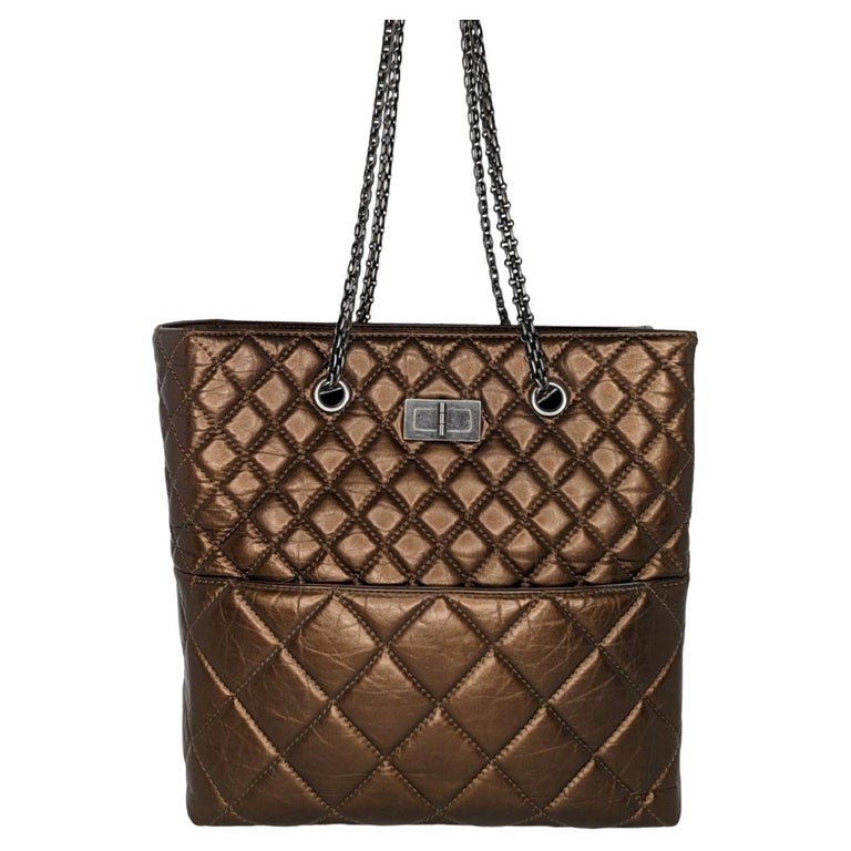 Chanel Metallic Aged Calfskin Quilted Reissue Tall Tote Bronze For Sale at  1stDibs