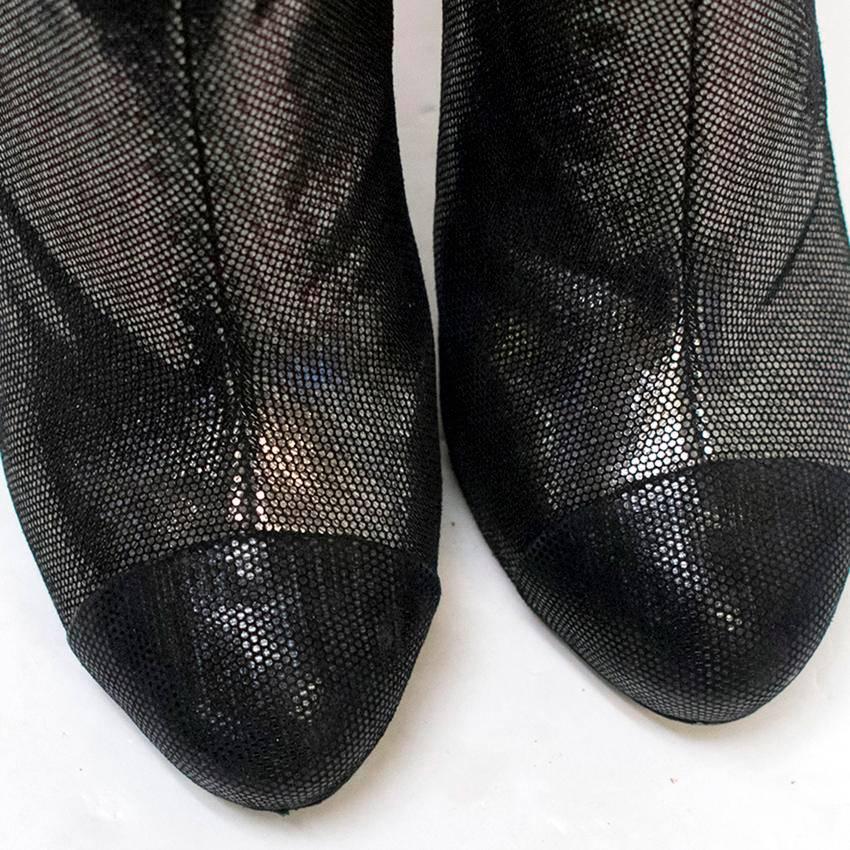 Black Chanel Metallic Ankle Boots - EU  38.5