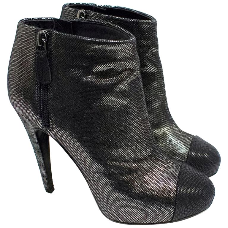 Chanel Metallic Ankle Boots - EU 38.5 at 1stDibs