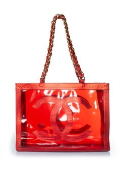 Chanel, Metallic barbie plexi tote with CC 1995