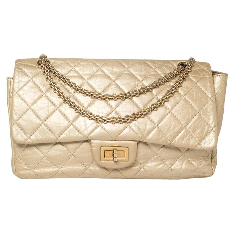 Chanel Metallic Beige Quilted Leather Reissue 2.55 Classic 227 Flap Bag at  1stDibs