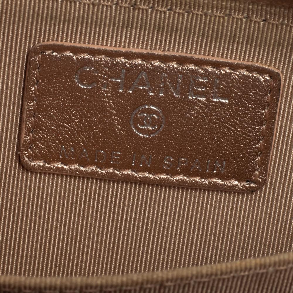 Chanel Metallic Beige Quilted Leather Zip Around Coin Purse 1