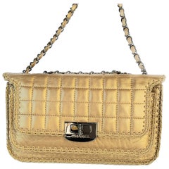 Chanel Metallic Beige Whipstitch Square Quilt Reissue Flap Bag