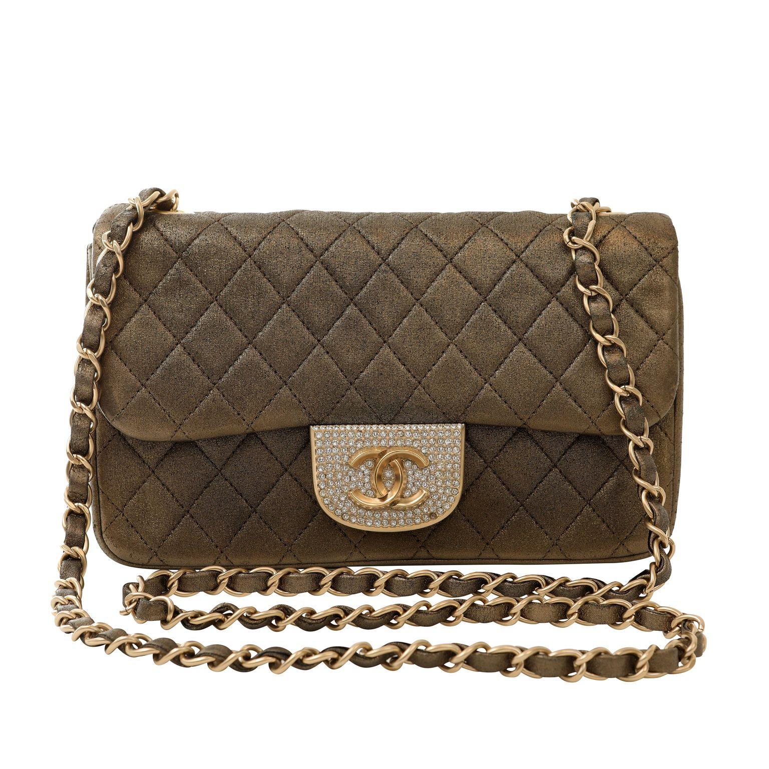 Chanel Metallic Black and Gold Crystal Flap Bag In Good Condition For Sale In Palm Beach, FL