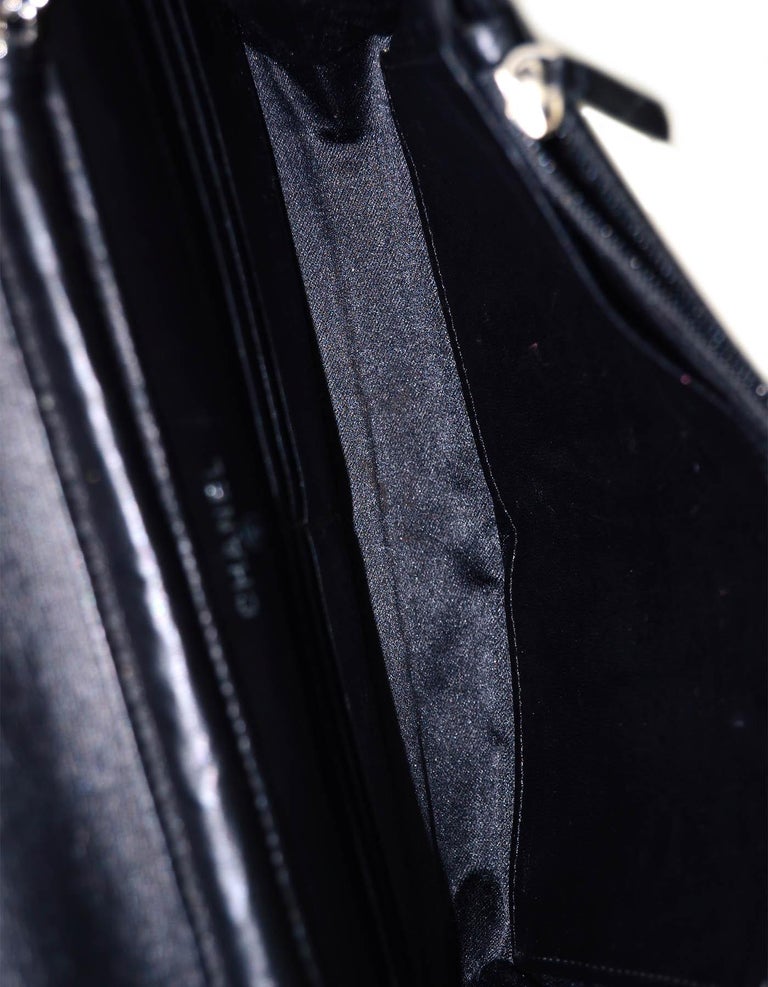 Chanel Metallic Black Nylon Travel Ligne CC Wallet on Chain WOC Crossbody Bag For Sale at 1stDibs