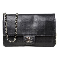 Chanel Metallic Black Nylon Travel Ligne CC Wallet on Chain WOC Crossbody Bag