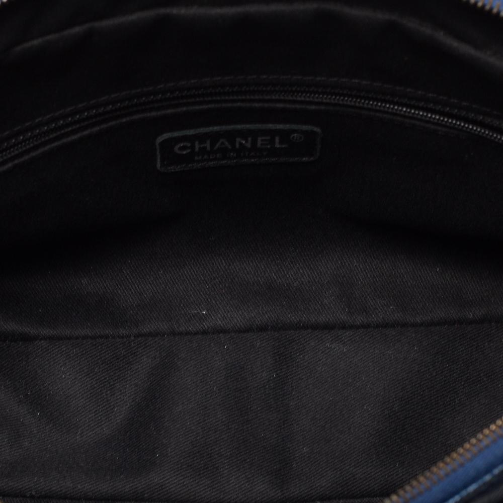 Chanel Metallic Blue Caviar Leather Easy Flap Bag 3