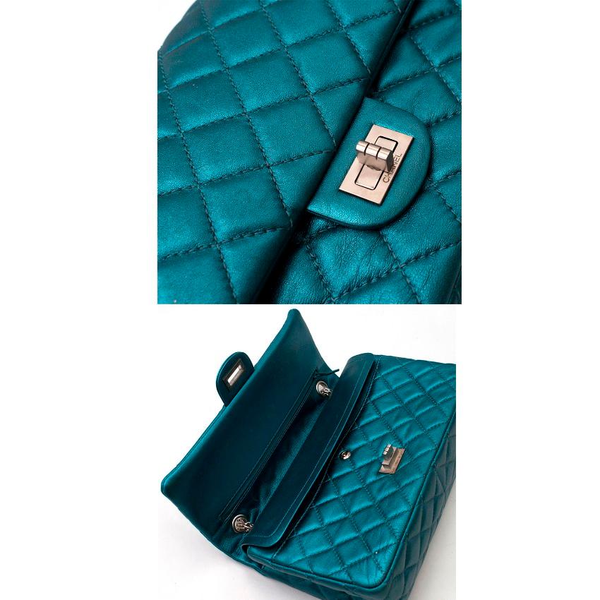 Chanel Metallic Blue Large 2.55 Handbag  For Sale 2