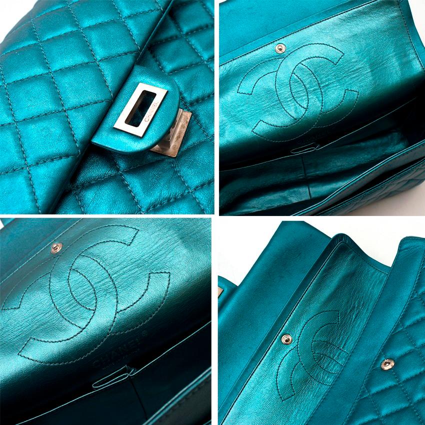 Chanel Metallic Blue Large 2.55 Handbag  For Sale 3