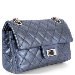 CHANEL metallic blue leather 2.55 REISSUE MINI FLAP Shoulder Bag