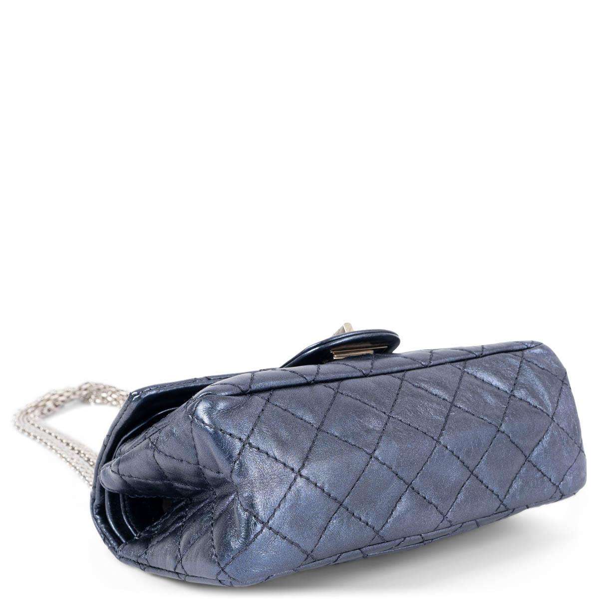 Women's CHANEL metallic blue leather 2.55 REISSUE MINI FLAP Shoulder Bag For Sale