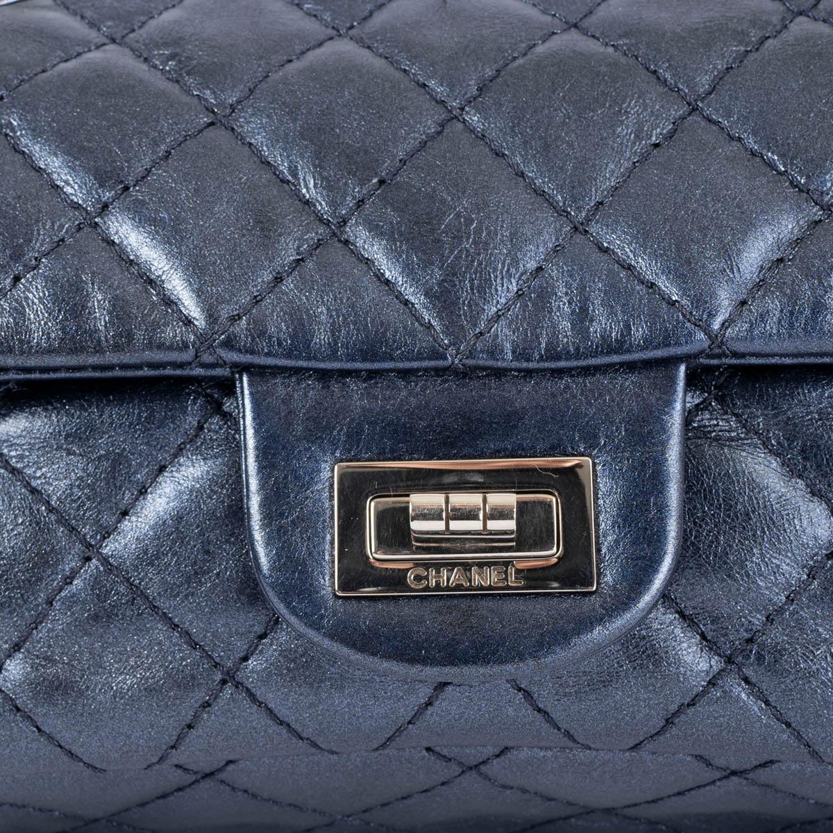 CHANEL metallic blue leather 2.55 REISSUE MINI FLAP Shoulder Bag For Sale 2