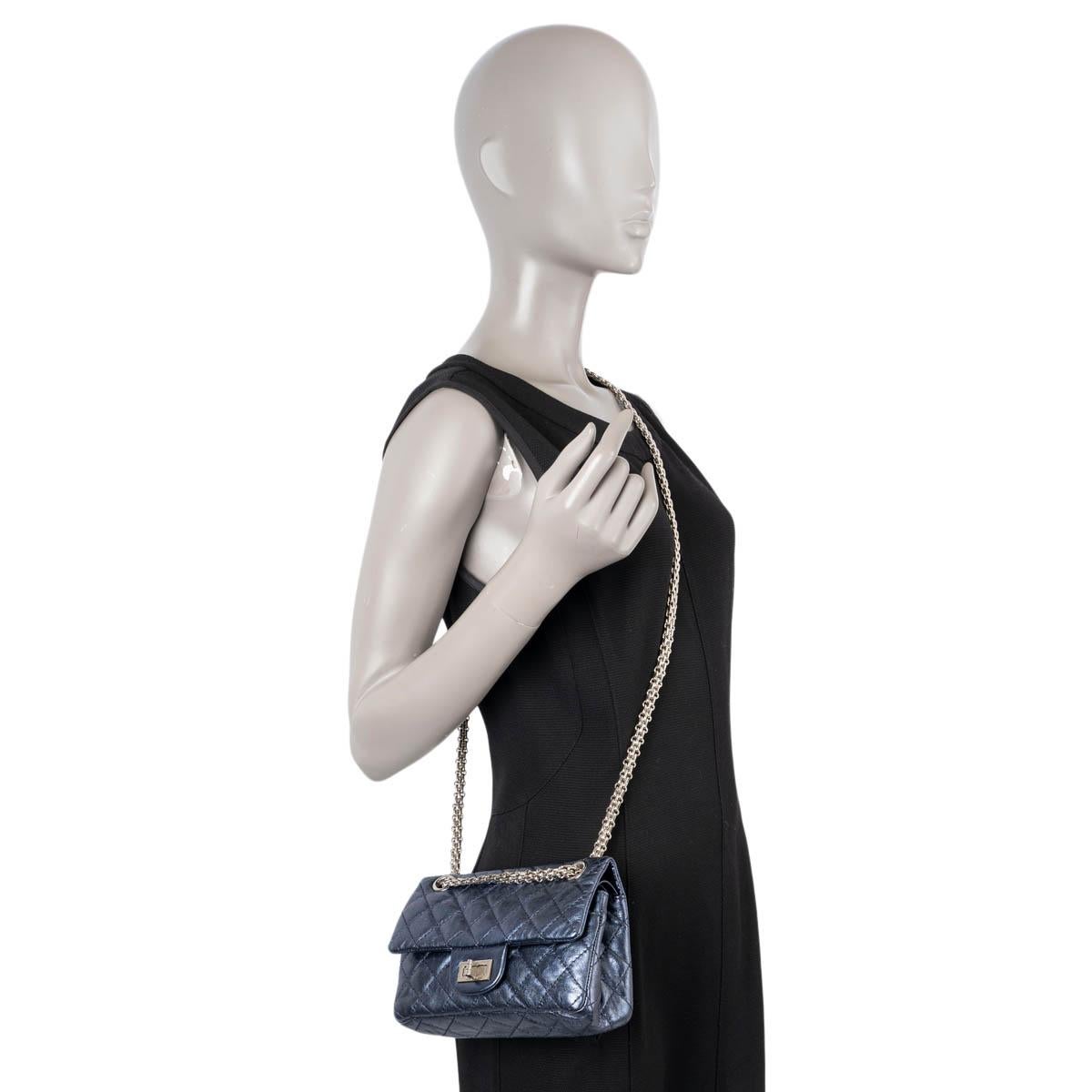 CHANEL metallic blue leather 2.55 REISSUE MINI FLAP Shoulder Bag For Sale 5