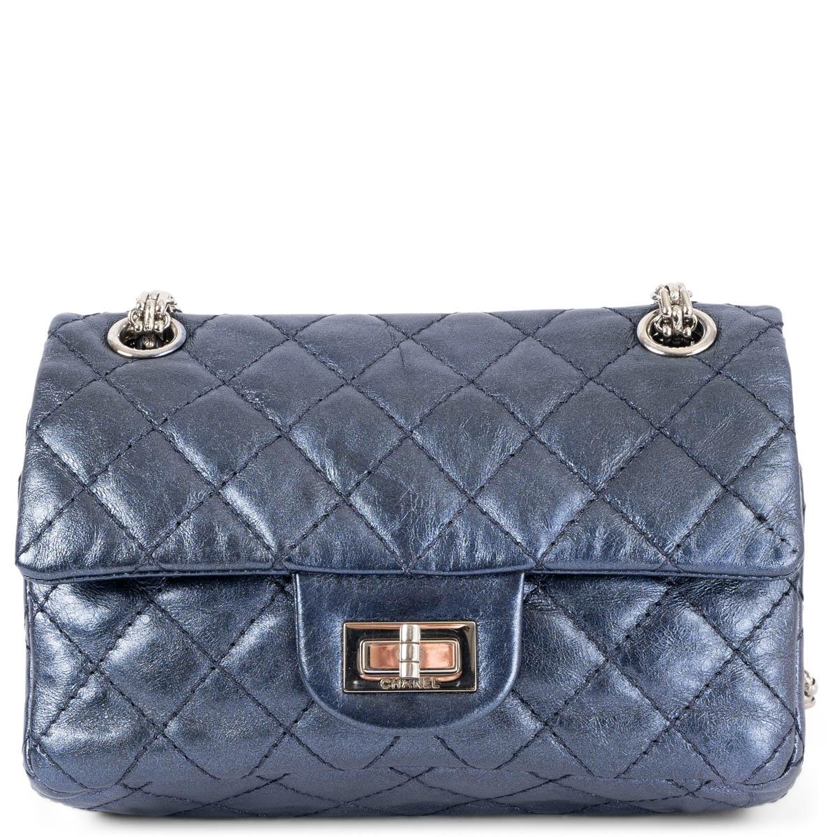 CHANEL metallic blue leather 2.55 REISSUE MINI FLAP Shoulder Bag For Sale