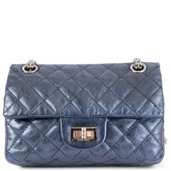CHANEL metallic blue leather 2.55 REISSUE MINI FLAP Shoulder Bag