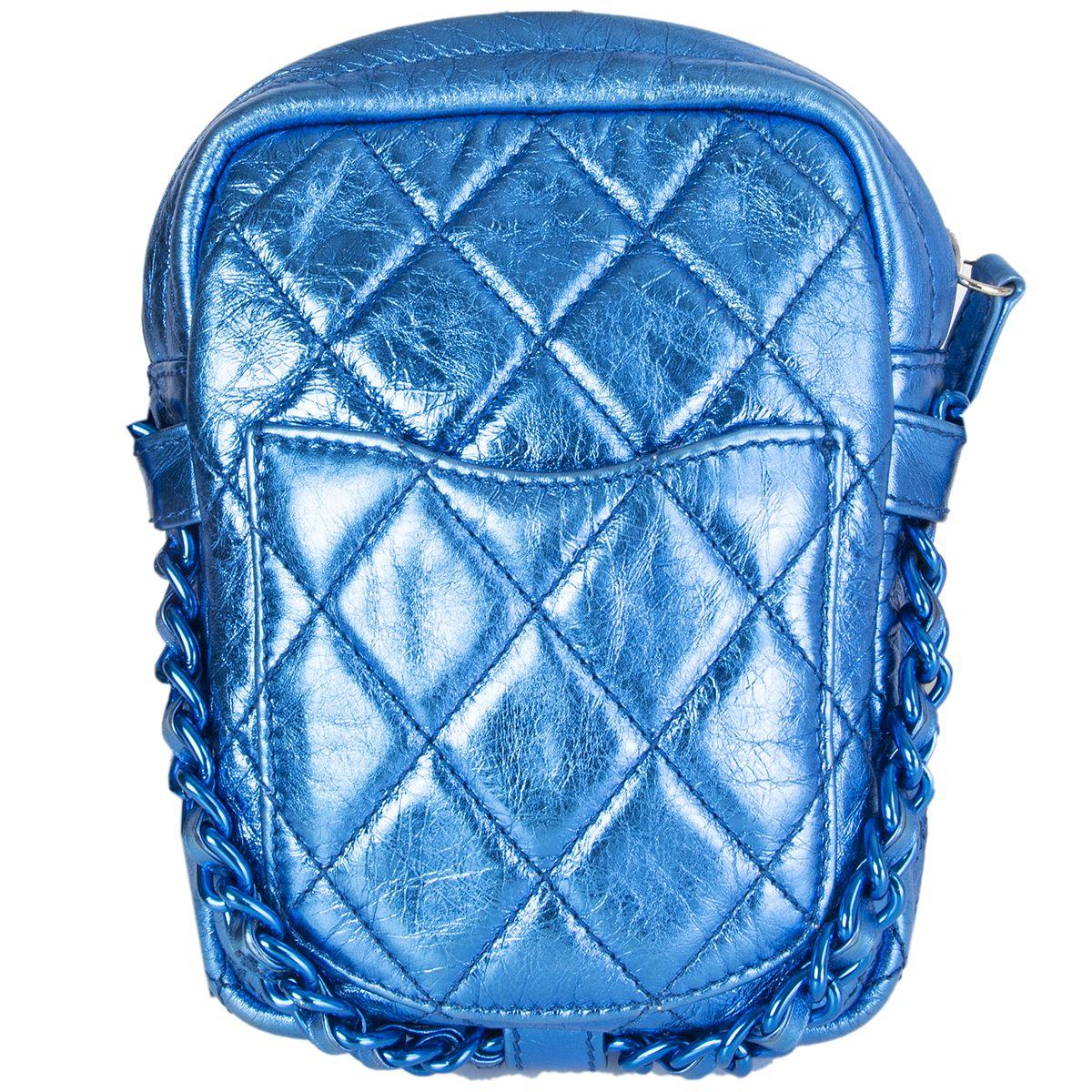 chanel metallic blue bag