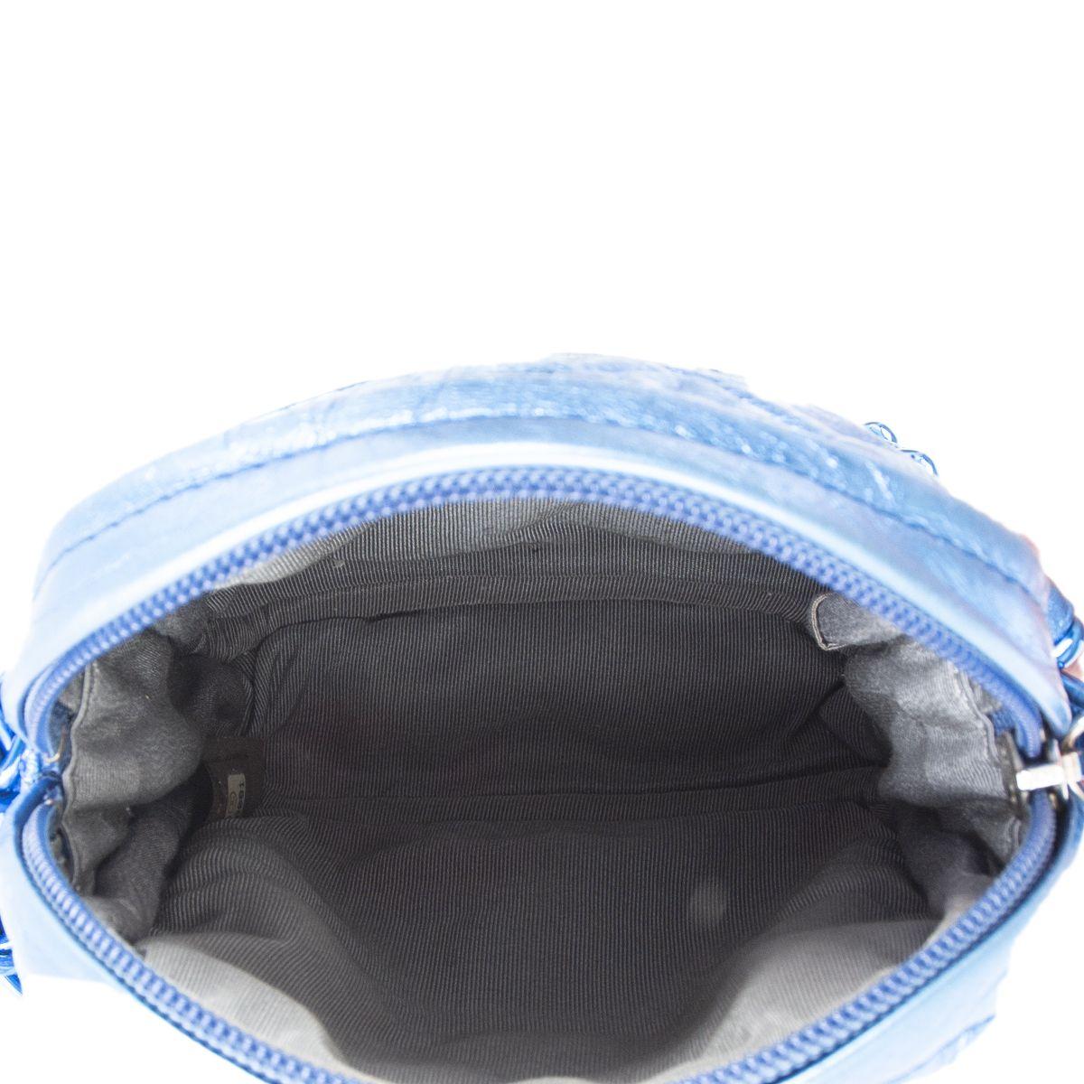 metallic blue shoulder bag