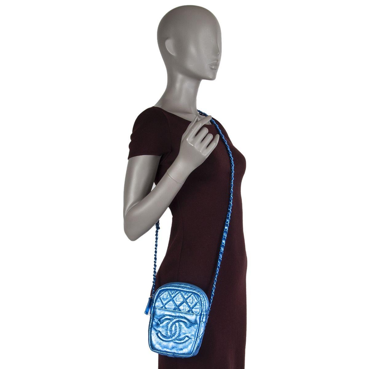 Chanel metallic blue MODERN CHAIN SMALL CAMERA Crossbody Shoulder Bag 1