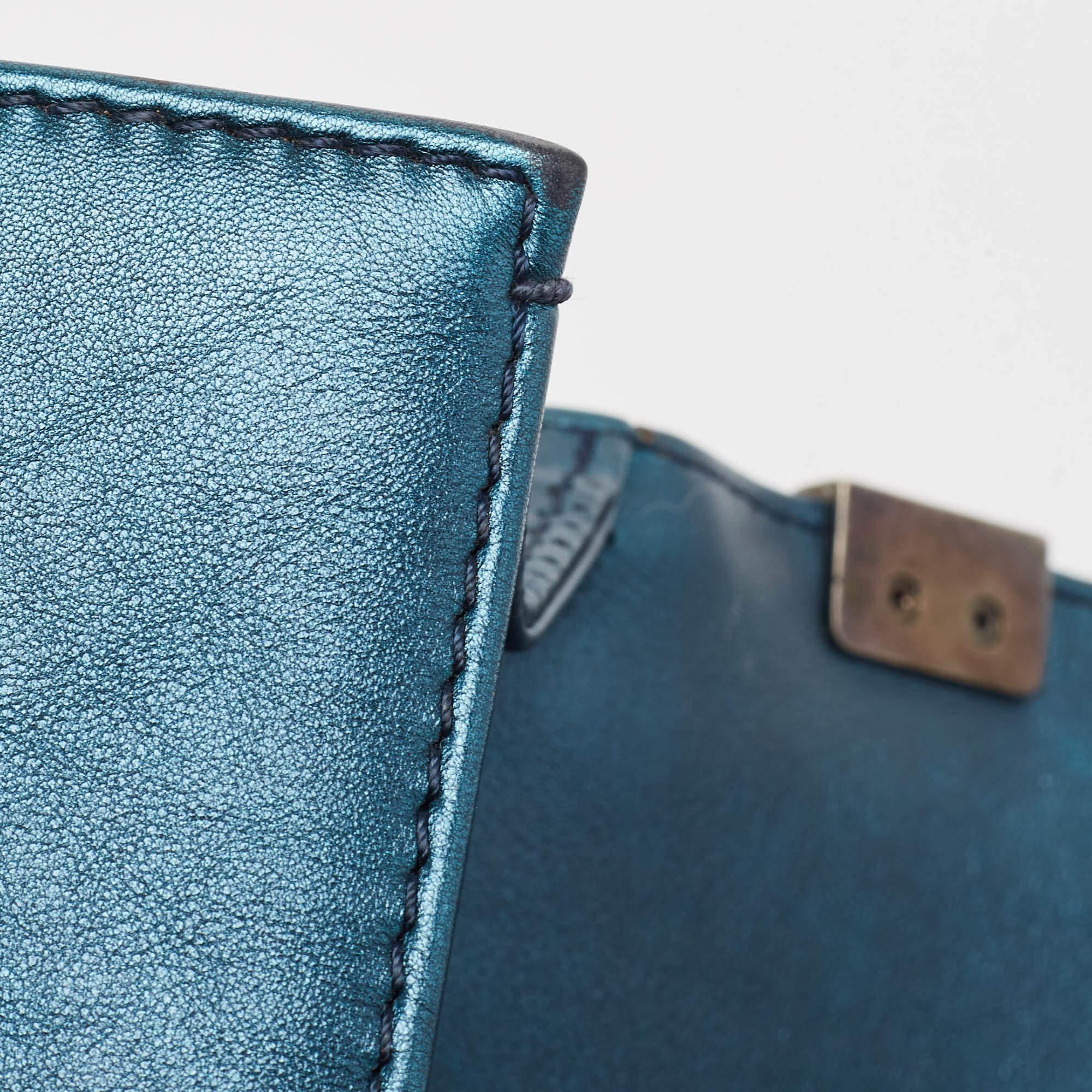 Chanel Metallic Blue Perforated Quilted Leather Medium Boy Flap Bag 3