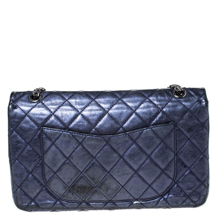 Chanel Metallic Blue Quilted Leather Jumbo Reissue 2.55 Classic 227 Flap Bag  at 1stDibs