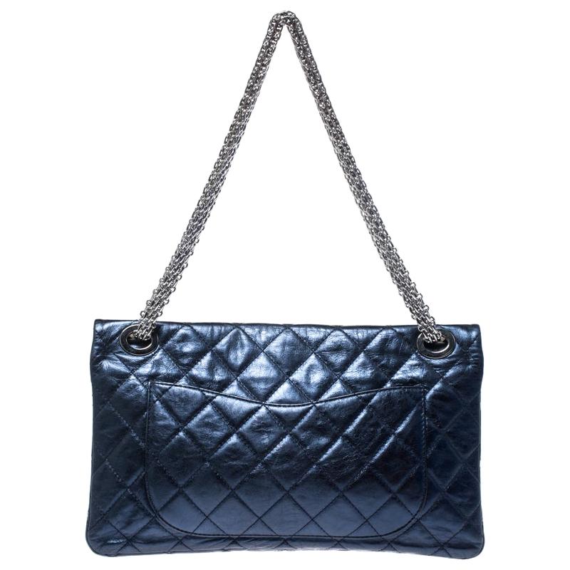 Chanel Metallic Blue Quilted Leather Reissue 2.55 Classic 228 Flap Bag