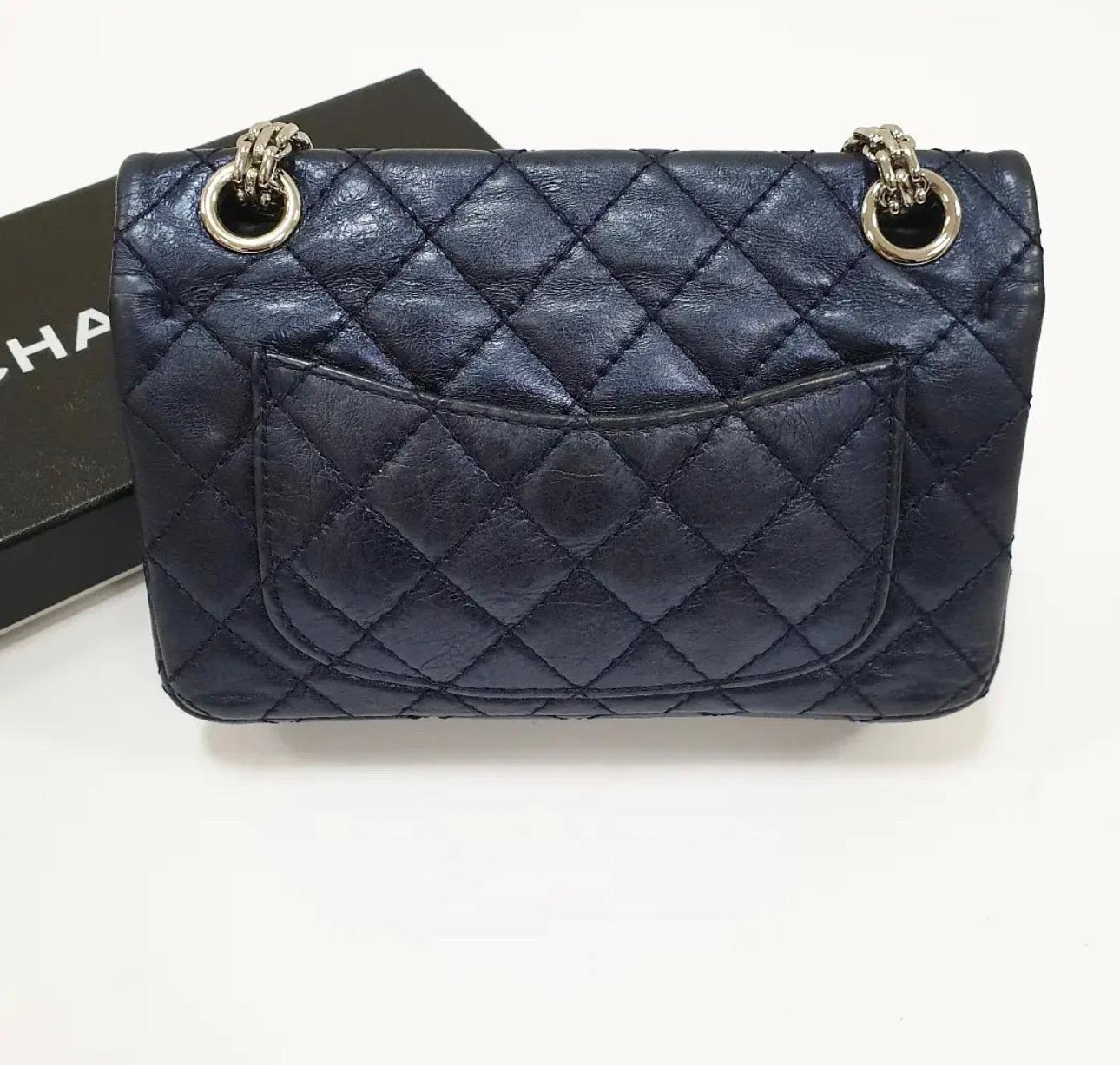Chanel Metallic Blue Quilted Leather Reissue 2.55 Classic Flap Bag 3