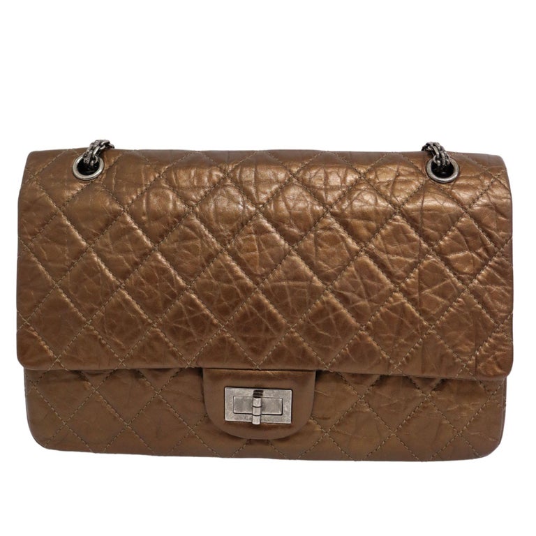 Chanel Metallic Bronze 2.55 Reissue 227 Flap Bag For Sale at 1stDibs