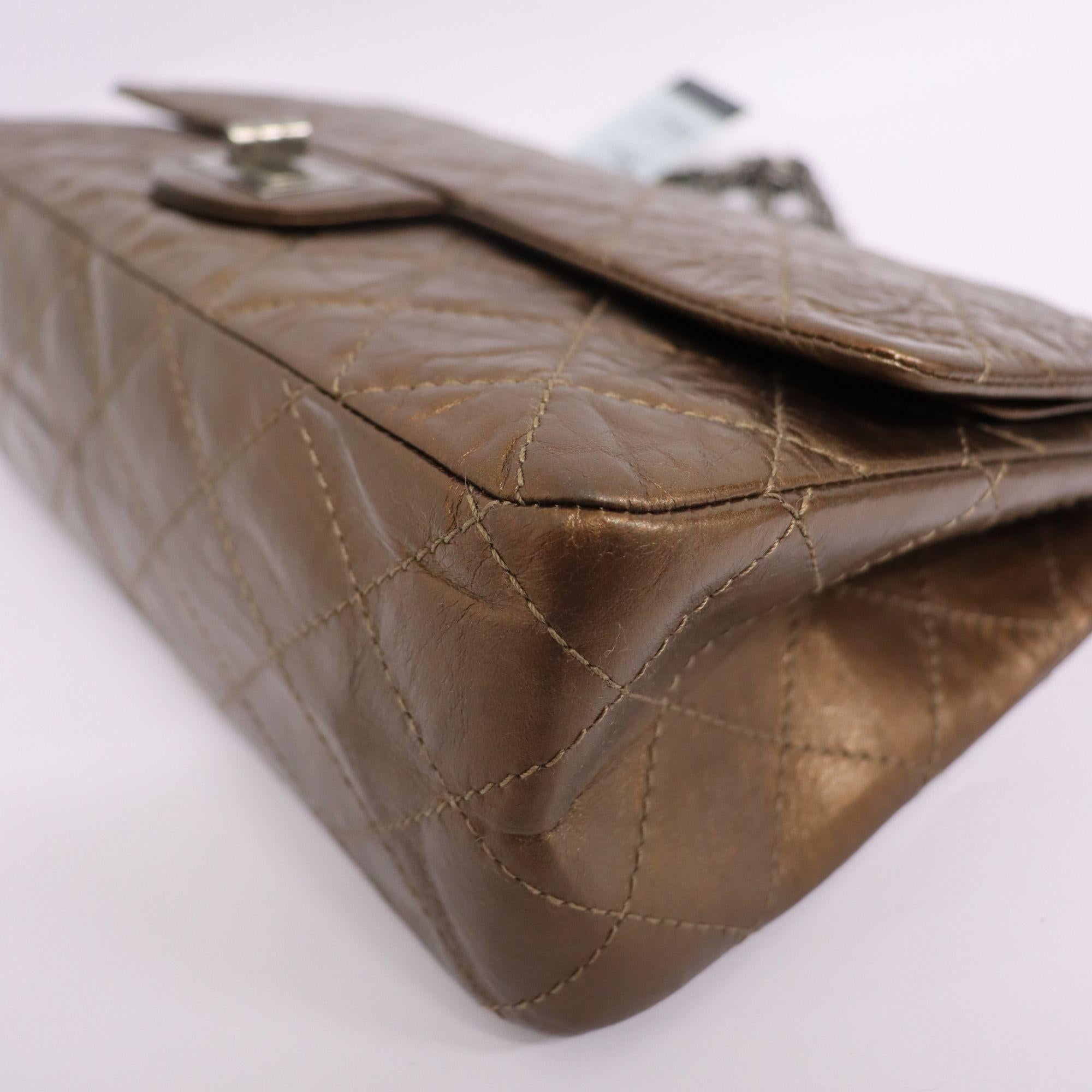 Chanel Metallic Bronze 2.55 Reissue 227 Flap Bag For Sale 5
