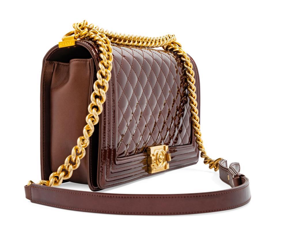 Black Chanel Metallic Bronze Large Brown Boy Shoulder Bag For Sale