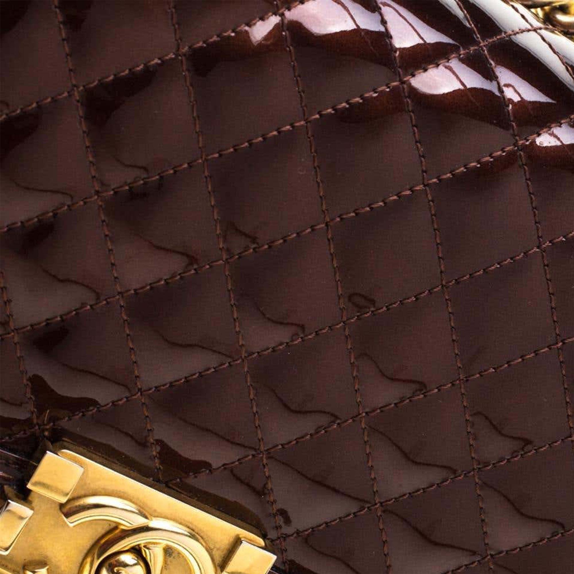 Chanel Metallic Bronze Large Brown Boy Shoulder Bag In Good Condition For Sale In Miami, FL