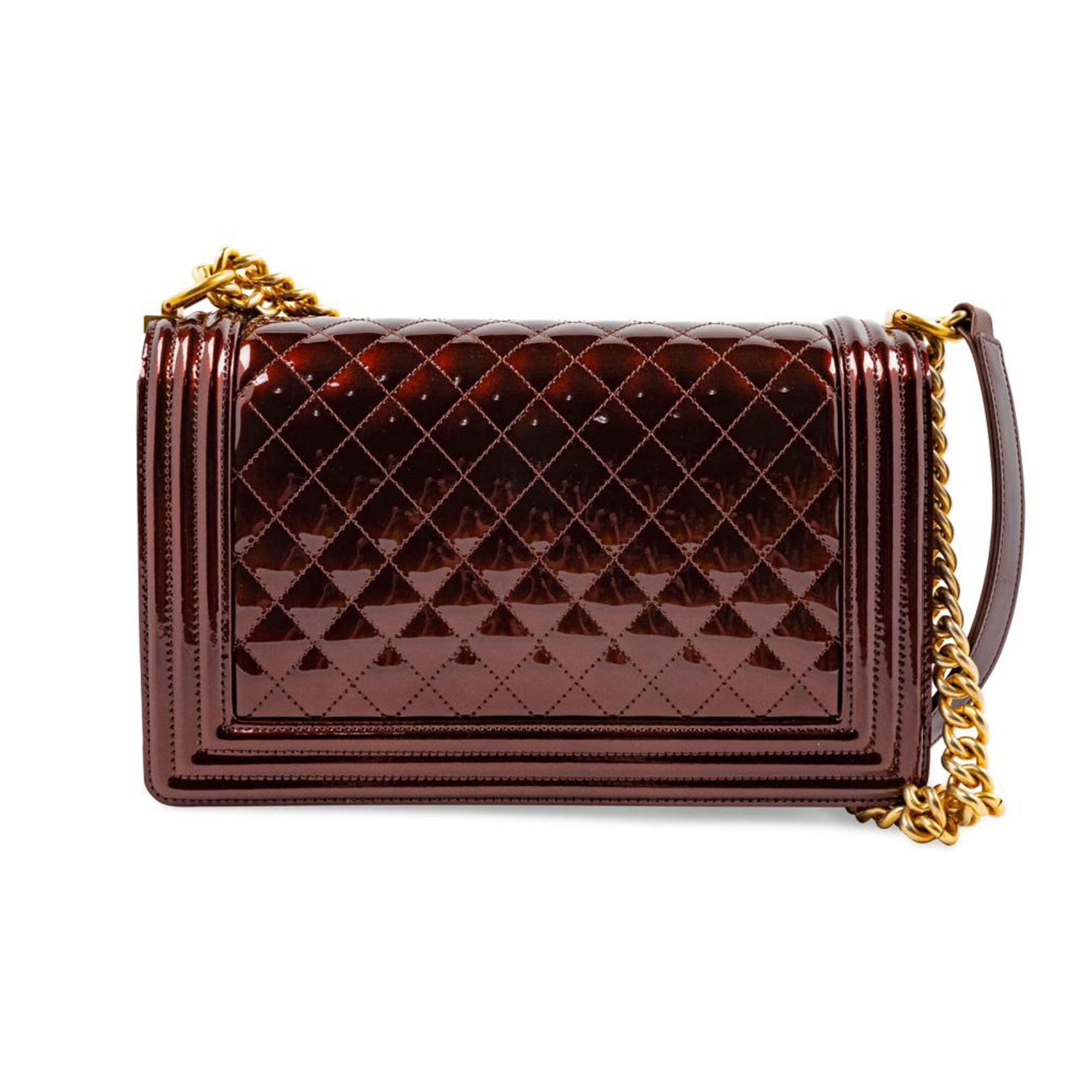 Women's Chanel Metallic Bronze Large Brown Boy Shoulder Bag For Sale
