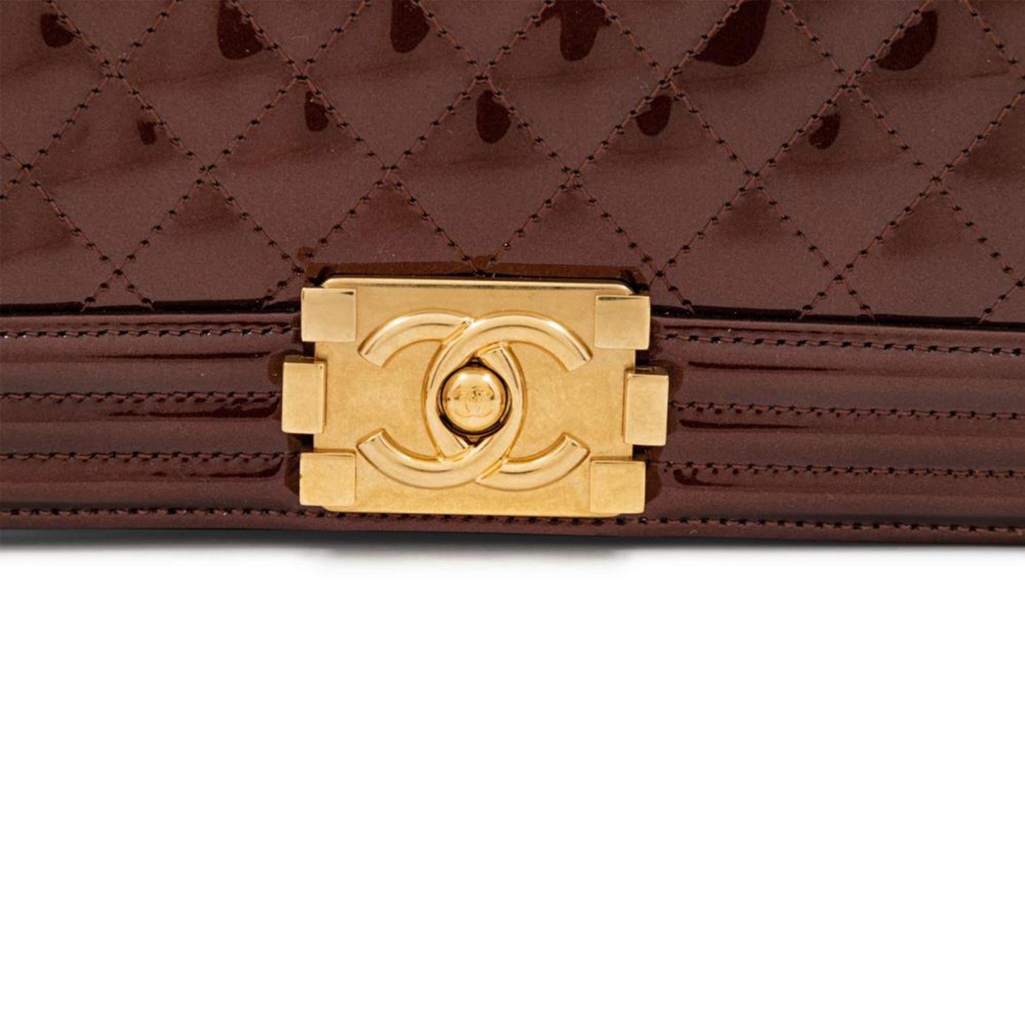 Chanel Metallic Bronze Large Brown Boy Shoulder Bag For Sale 1