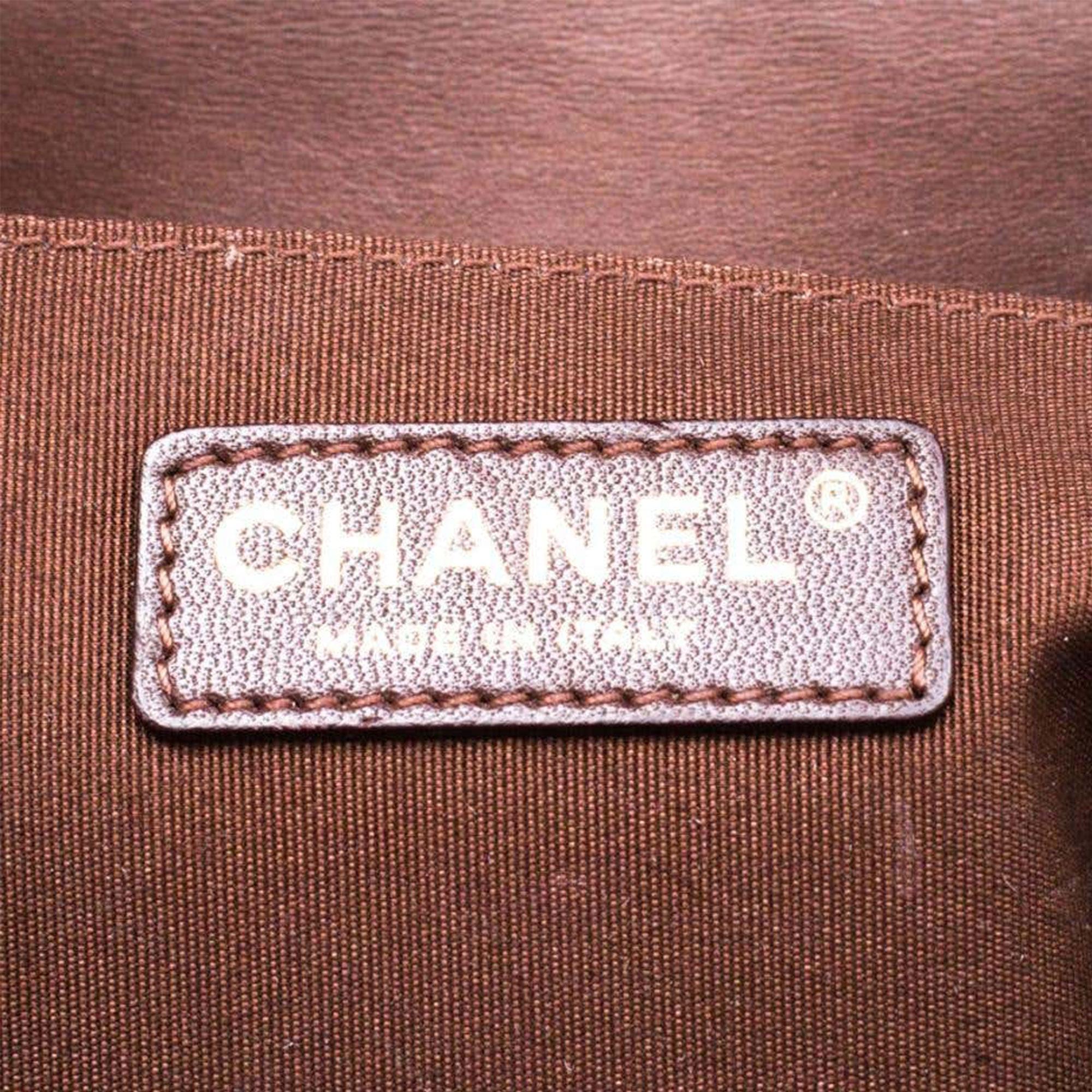 Chanel Metallic Bronze Large Brown Boy Shoulder Bag For Sale 4