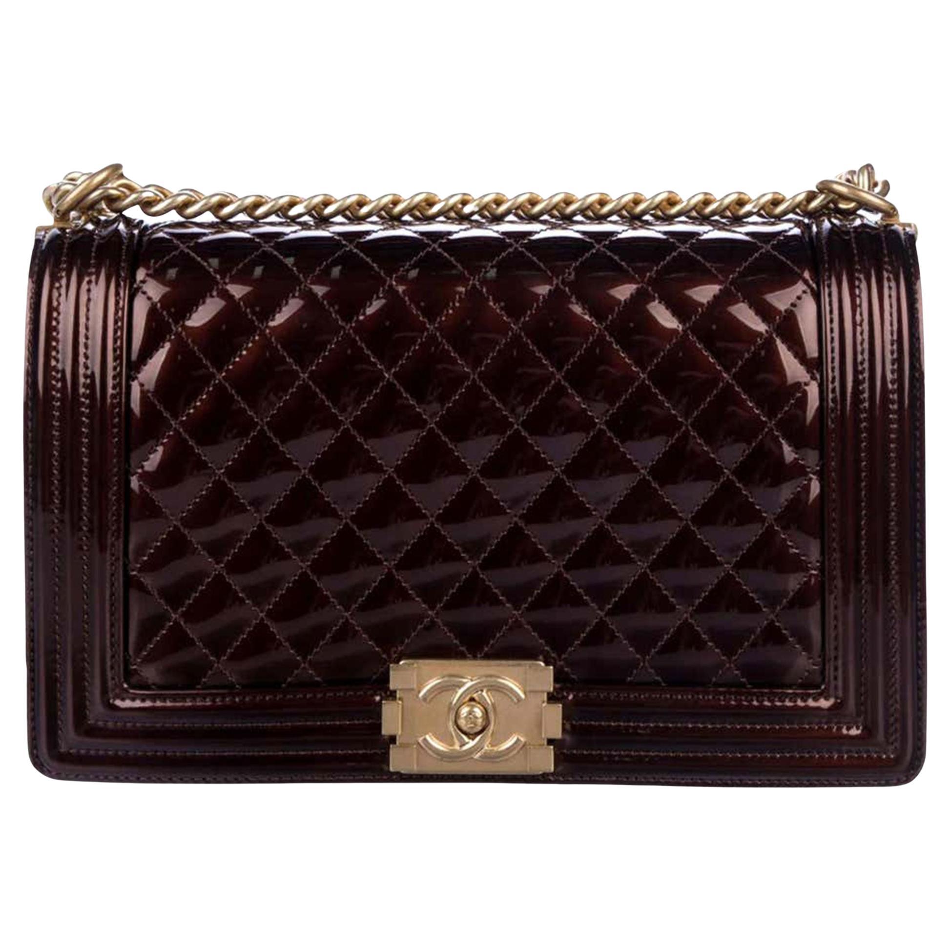 Chanel Metallic Bronze Large Brown Boy Shoulder Bag For Sale