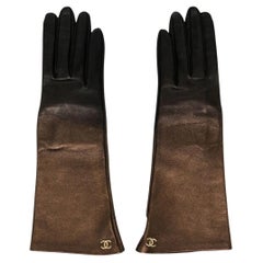 Chanel Metallic Bronze Leather Gloves