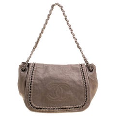 Chanel Metallic Bronze Leather Luxe Ligne Accordion Flap Bag