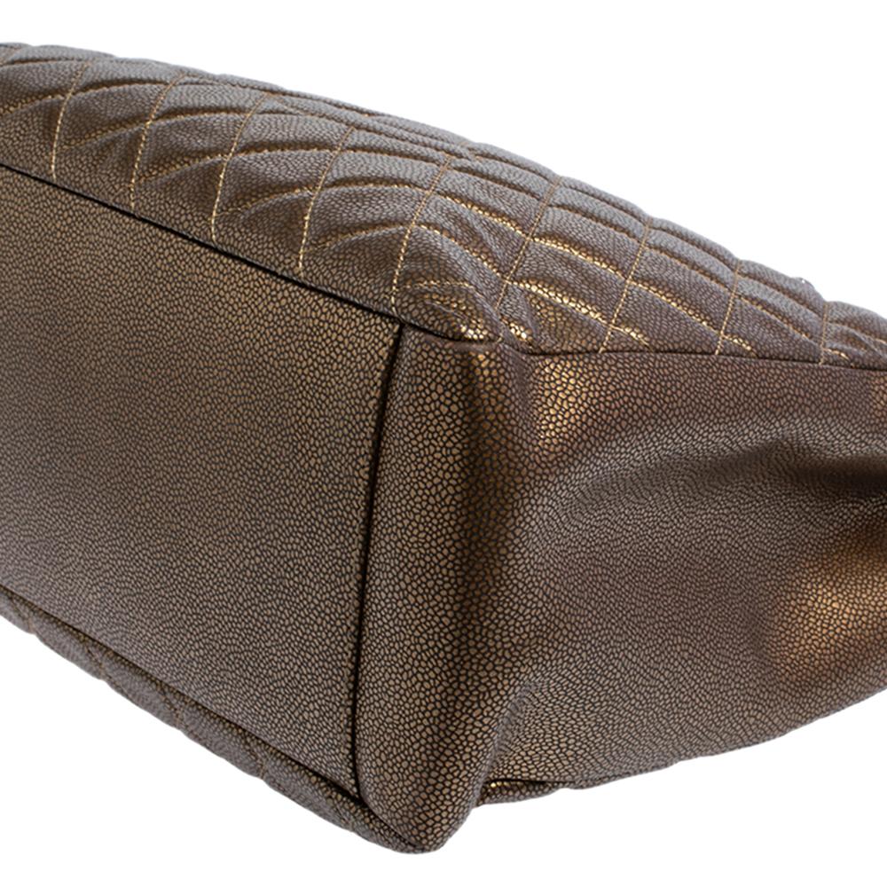 Chanel Metallic Bronze Gestepptes Kaviar Leder Grand Shopper Tote 5
