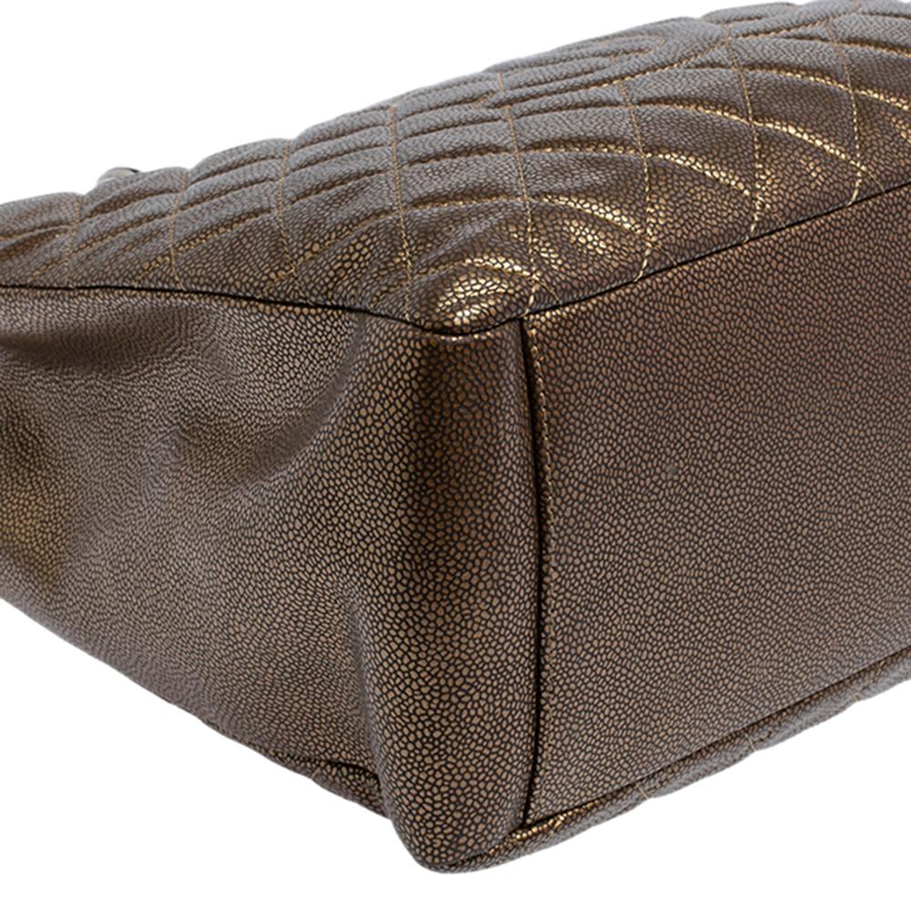 Chanel Metallic Bronze Gestepptes Kaviar Leder Grand Shopper Tote 4