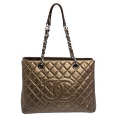 Chanel Metallic Bronze Gestepptes Kaviar Leder Grand Shopper Tote