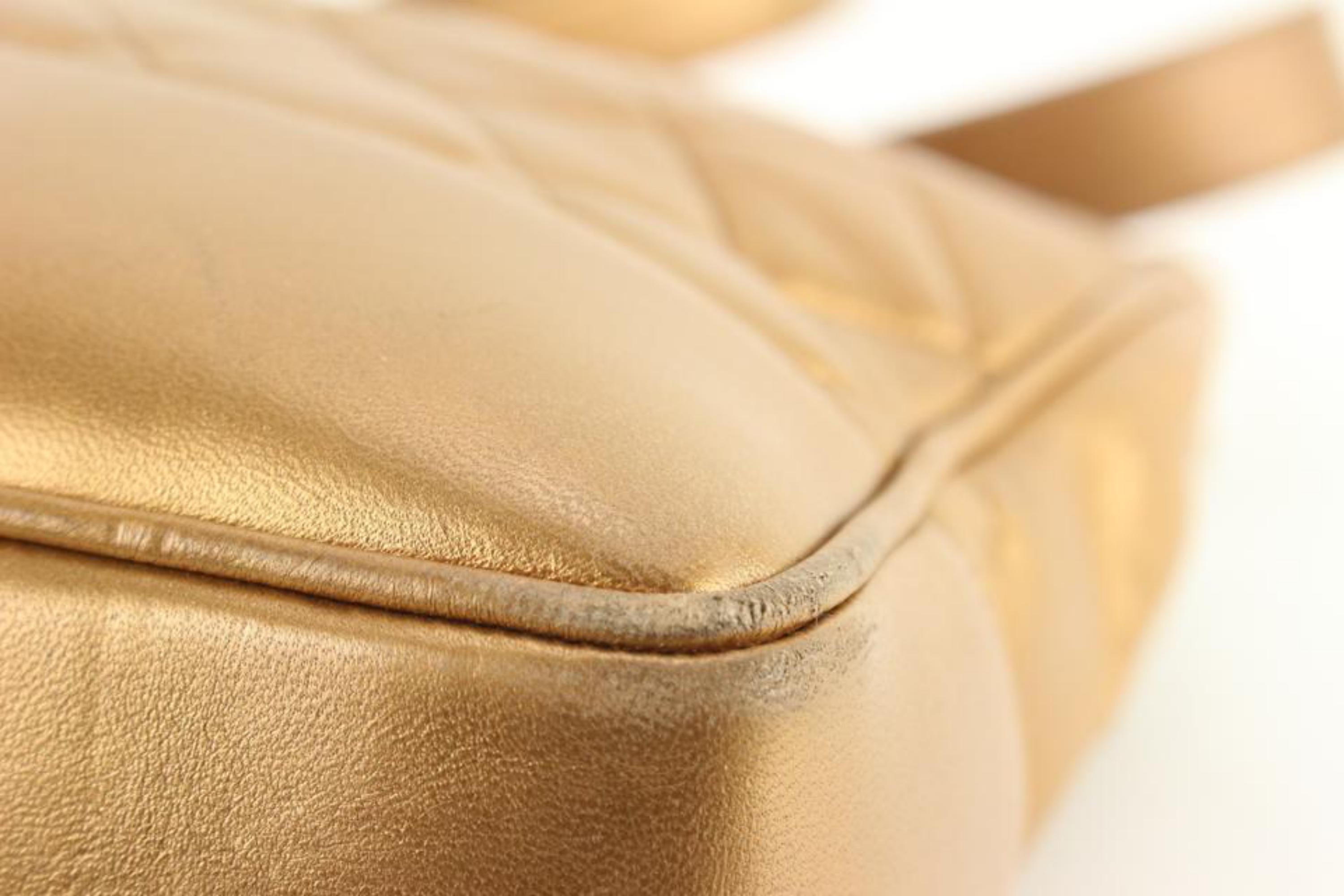 Orange Chanel Metallic Bronze Quilted Lambskin Ball Charm Zip Shoulder Bag 11ca712s For Sale