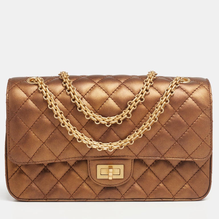 BRONZE CRINCKLED LEATHER AND BRONZE-TONE METAL 2.55 REISSUE SHOULDER BAG,  CHANEL, A Collection of a Lifetime: Chanel Online, Jewellery