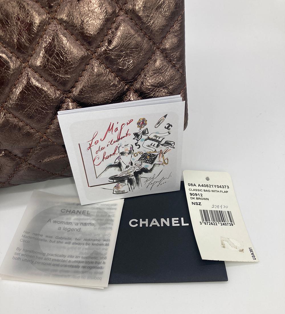 Chanel Metallic Bronze Quilted Leather Classic Flap Shopping Tote For Sale 9
