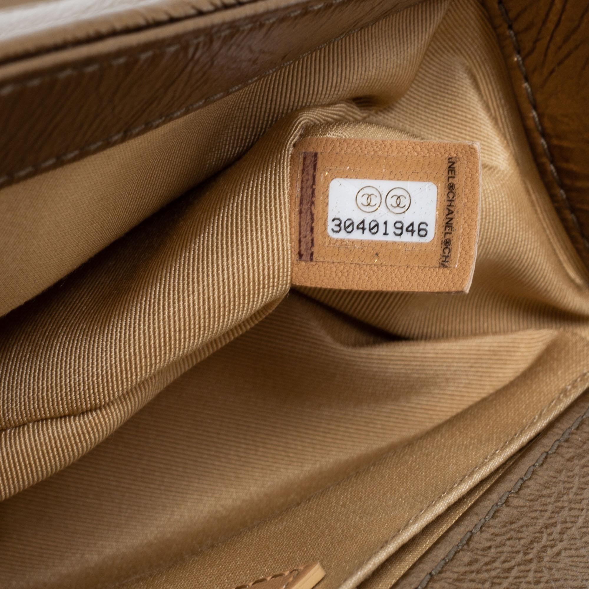 Brown Chanel Metallic Bronze Quilted Leather Medium Boy Bag