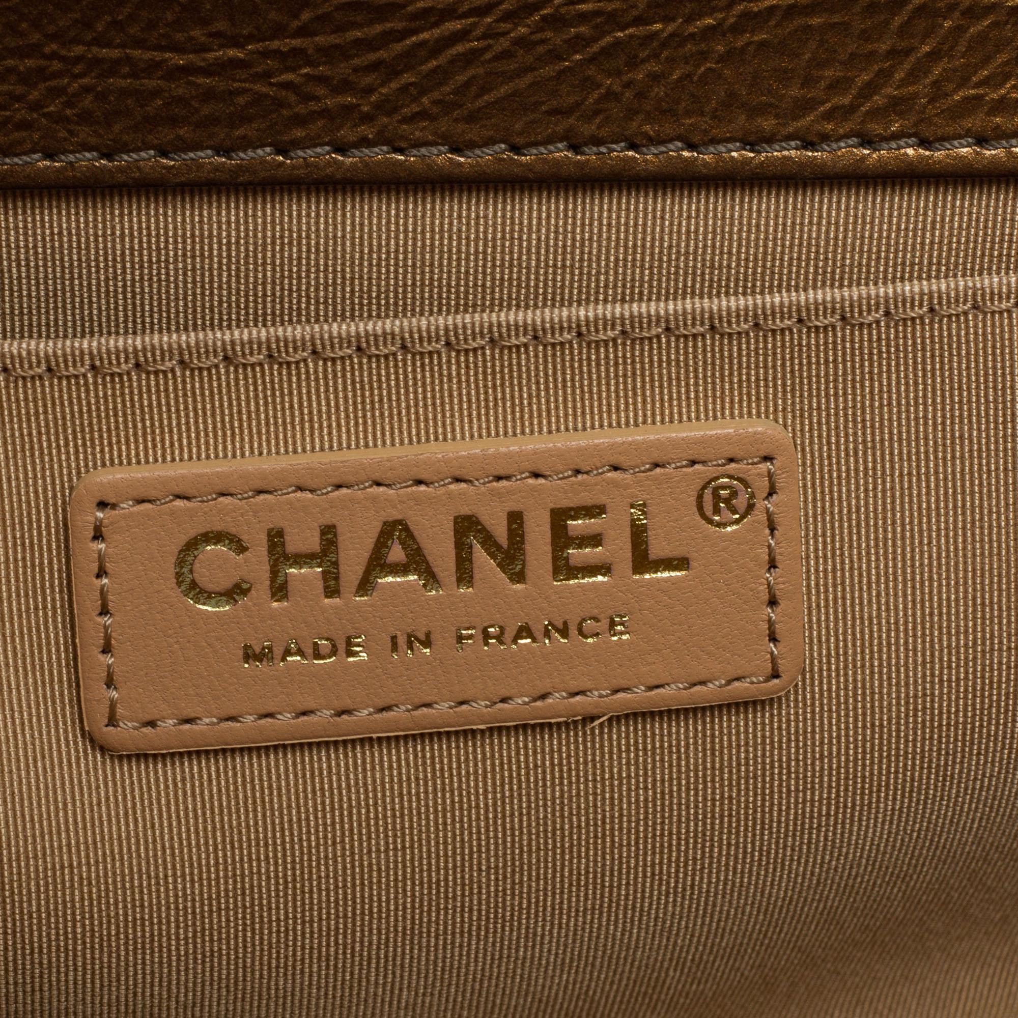 Chanel Metallic Bronze Quilted Leather Medium Boy Bag 1