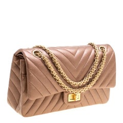 Chanel Metallic Brown Chevron Quilted Leather Reissue 2.55 Classic