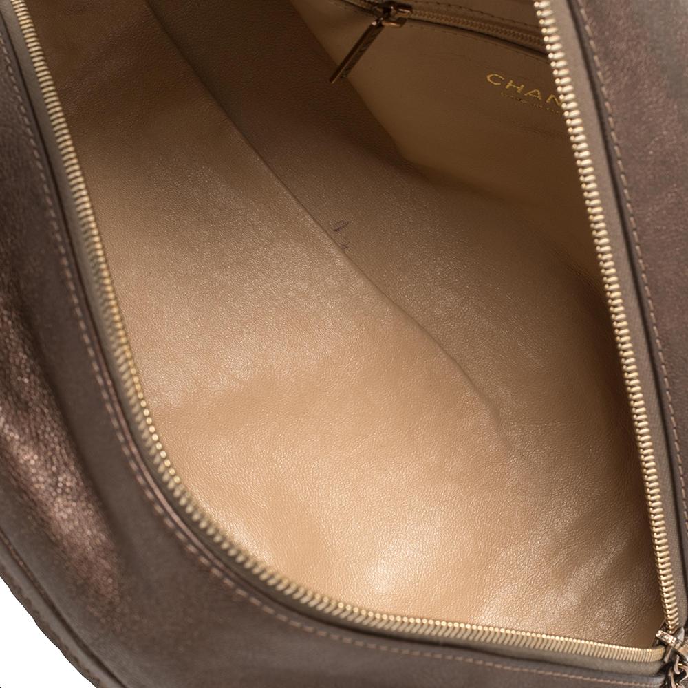 Chanel Metallic Brown Leather Medium Chain Trim Luxe Ligne Bowler Bag 4