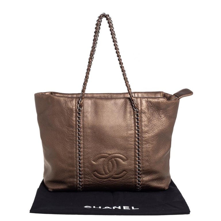 Chanel Metallic Brown Leather Medium Modern Chain Tote