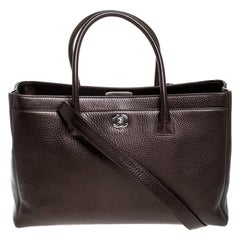 Chanel Metallic Brown Leather XL Cerf Executive Shopper Tote