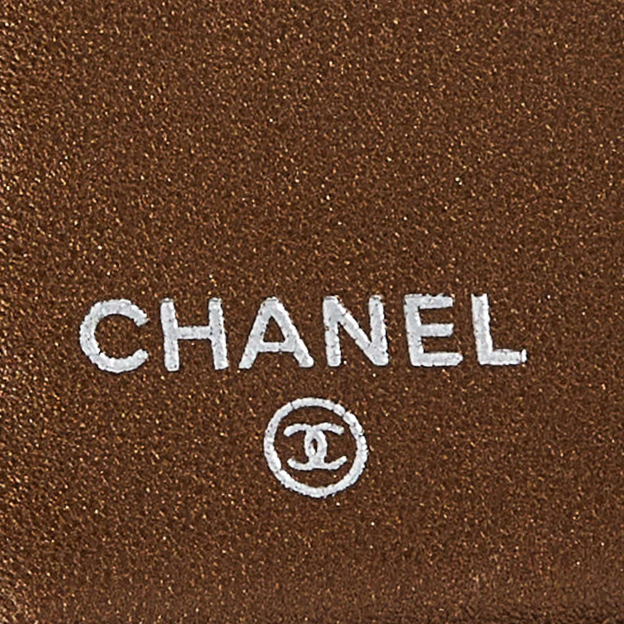 Chanel Metallic Brown Quilted Leather L Yen Wallet 1