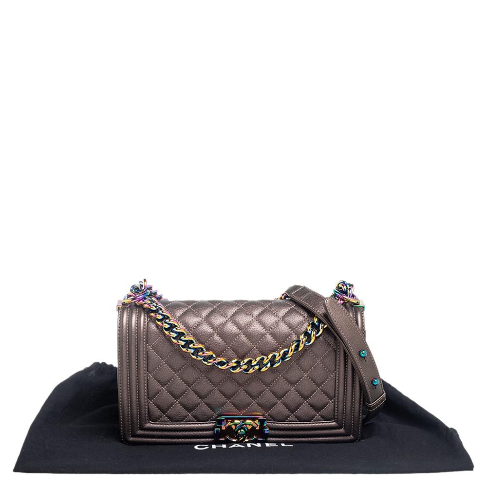 Chanel Metallic Brown Quilted Leather Medium Boy Bag 5